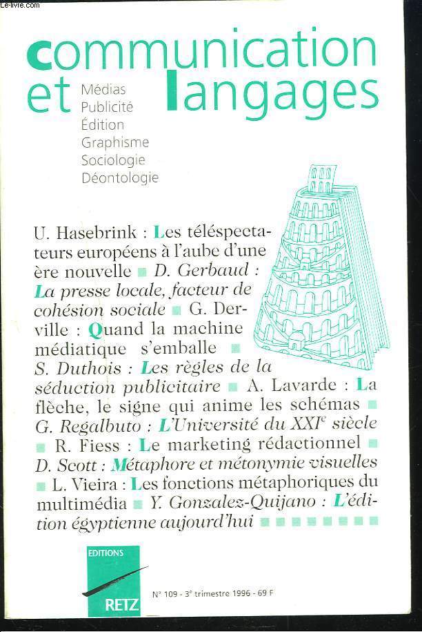 COMMUNICATION ET LANGAGES N109, 3e TRIM. 1996.