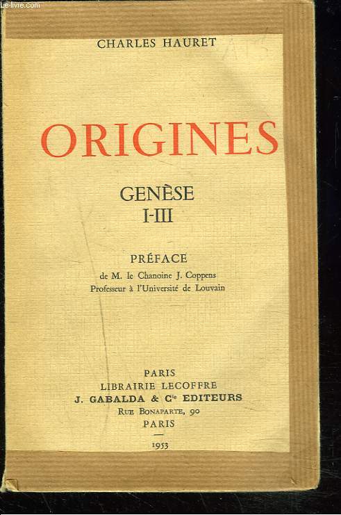 ORIGINES. GENESE I-III.