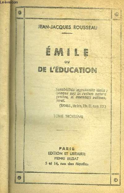 EMILE OU L EDUCATION - TOME 3