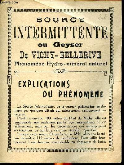 Source intermittente ou geyser de Vichy-Bellerive Explications du phnomne
