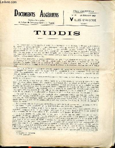 Documents algriens Tiddis N 37 10 juillet 1949 Villes d'Algrie
