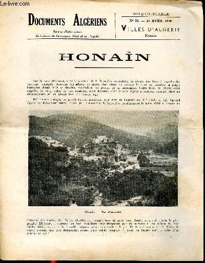 Documents algriens Honan N35 10 avril 1949 Villes d'Algrie