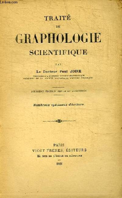TRAITE DE GRAPHOLOGIE SCIENTIFIQUE
