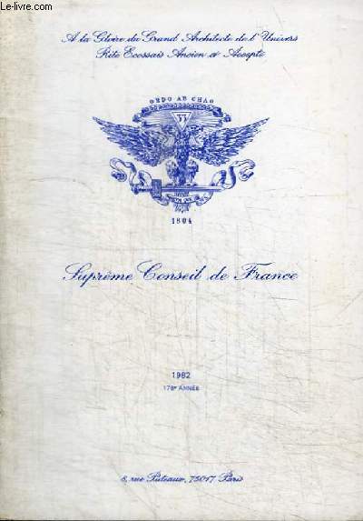 REVUE : SUPREME CONSEIL DE FRANCE - 1982 - 178E ANNEE