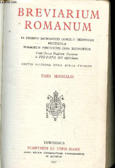 Breivarium romanum Pars hiemalis N 89