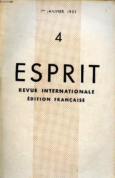 Esprit N4 Revue internationale dition franaise 1re anne