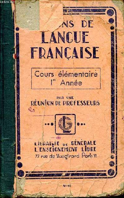 Leons de langue franaise Cours lmentaire 1re anne N61