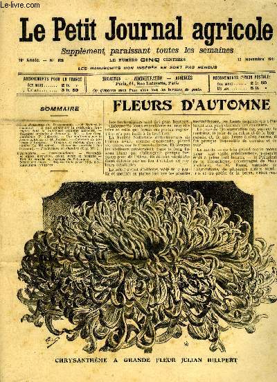 LE PETIT JOURNAL AGRICOLE N 828 - Fleurs d'automne (A. Desormeaux)