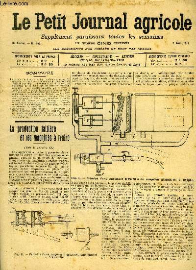 LE PETIT JOURNAL AGRICOLE N 857 - La production laitire et les machines  traire (L. Bernard).