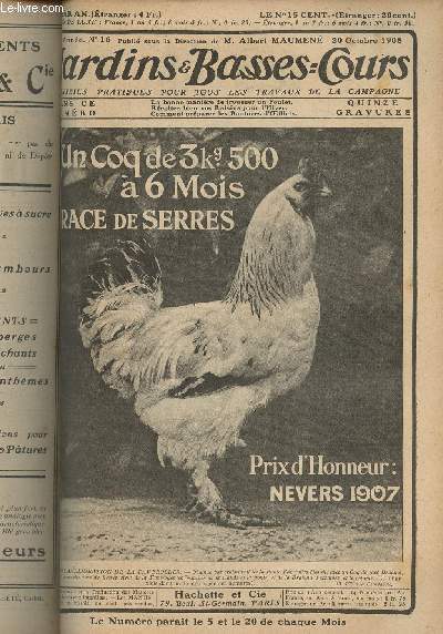 JARDINS ET BASSES-COURS N 16 1re annee - 20 octobre 1908 - La bonne manire de trousser un poulet - Rcoltez bien vos raisins pour l'hiver - Laitues  planter pour la fin de l'hiver - Comment prparer les boutures d'oeillets - Se faire des rentes en le