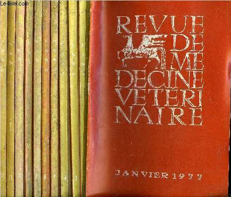 REVUE DE MEDECINE VETERINAIRE - LOT DE 12 NUMEROS DE L'ANNEE 1977 EN 11 VOLUMES - N1 AU N12 JANVIER A DECEMBRE 1977.