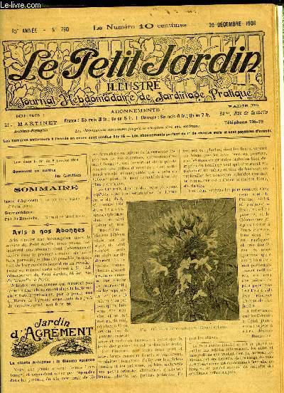 LE PETIT JARDIN ILLUSTRE N 790 - Jardin d'Agrment : La plante araigne : Clome gant.Correspondance.Plat du Dimanche. - Nougat de Montlimar.