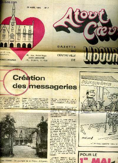 ATOUT COEUR N 7 - GAZETTE DU CENTRE-VILLE DE LIBOURNE - 25 AVRIL 1974