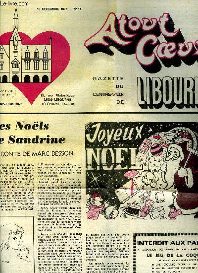 ATOUT COEUR N 15 - GAZETTE DU CENTRE-VILLE DE LIBOURNE - 15 DECEMBRE 1974