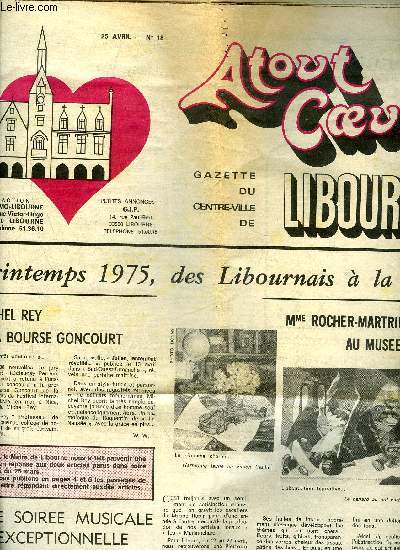 ATOUT COEUR N 18 - GAZETTE DU CENTRE-VILLE DE LIBOURNE - 25 AVRIL 1974