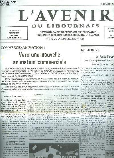 L'AVENIR DU LIBOURNAIS N2061 22 FEVRIER 1985 - Vers une nouvelle animation commerciale - le fonds europen de dveloppement rgional (FEDER) des actions en Libournais - F.F.F. District Gironde Est de Football.