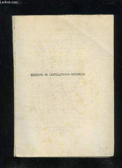 HISTOIRE DE CASTILLON-SUR-DORDOGNE (L'UNE DES FILLEULES DE BORDEAUX) ET DE LA REGION CASTILLONNAISE DEPUIS LES ORIGINES JUSQU'A 1870