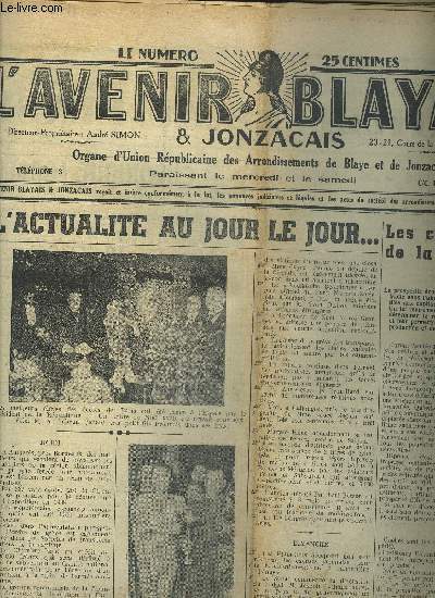 L'AVENIR BLAYAIS ET JONZACAIS - 1937 - LOT DE 91 NUMEROS