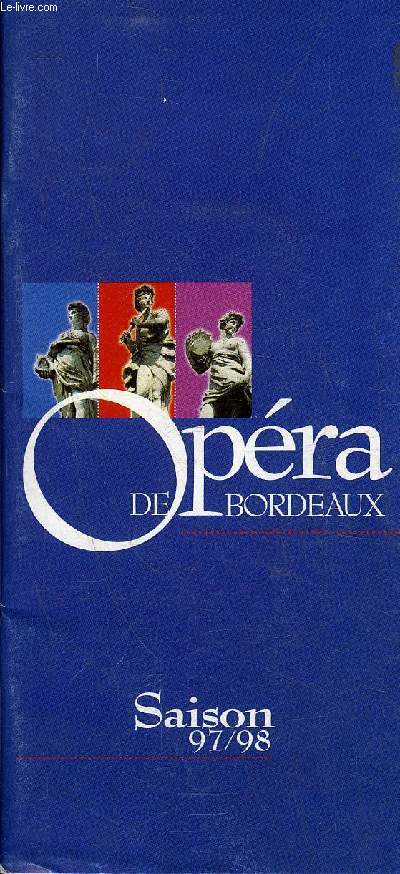 PLAQUETTE : OPERA DE BORDEAUX SAISON 97/98.