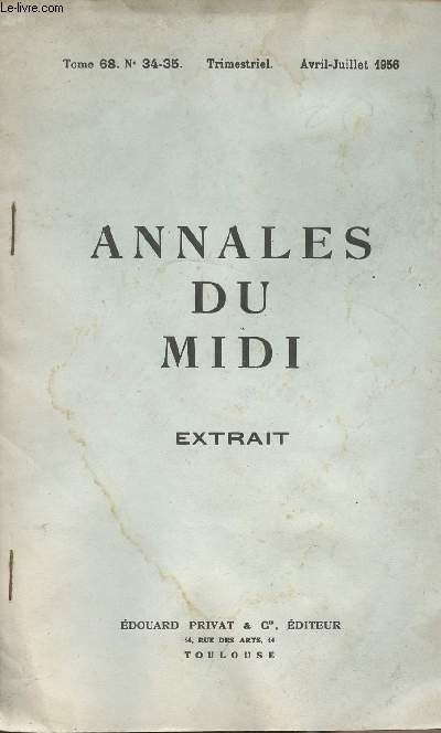 Annales du Midi - Extrait (Tome 60 n34-35 - Avril, Juil. 56) - Recherches complmentaires sur la capacit du tonneau bordelais au Moyen Age