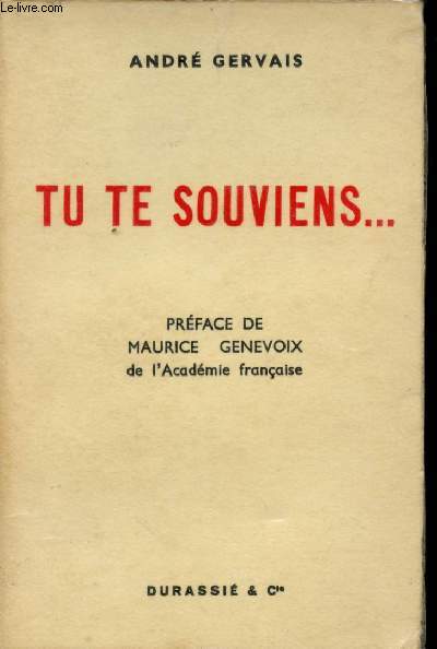 Tu te souviens... Contes de Guerre.    Prface de Maurice Genevoix.