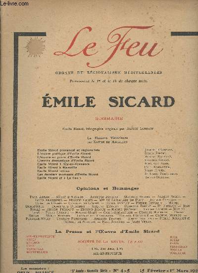 Le Feu, organe du rgionalisme mditerranen - 15e anne, nouvelle srie n4-5 15 fvrier 1921 - Emile Sicard