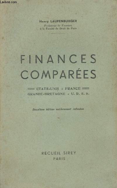 Finances compares - Etats-Unis, France, Grande-Bretagne, U.R.S.S. - 2e dition