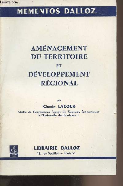 Amnagement du territoire et dveloppement rgional - Mementos Dalloz