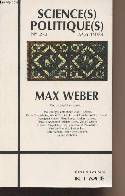 Science(s) politique(s) n2-3 Mai 1993 - Max Weber