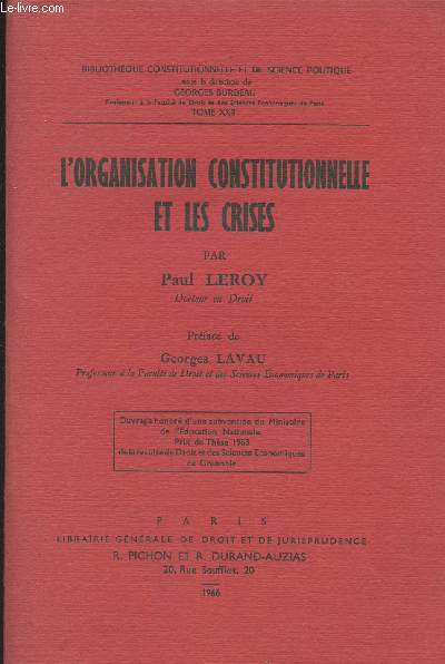 L'organisation constitutionnelle et les crises - 