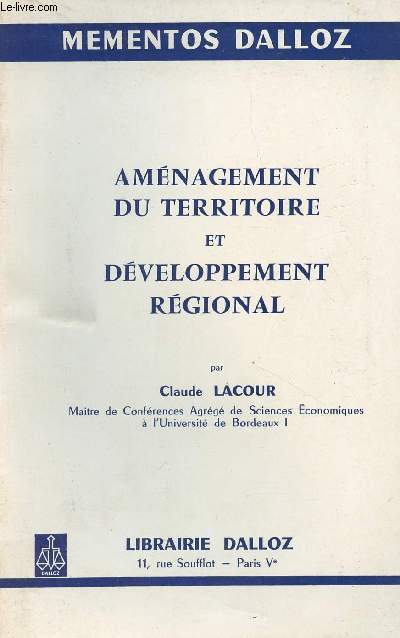 Amnagement du territoire et dveloppement rgional - Mementos Dalloz n200