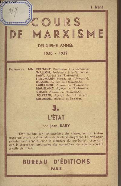Cours de Marxisme - Deuxime anne 1936-1937 - 3. L'Etat