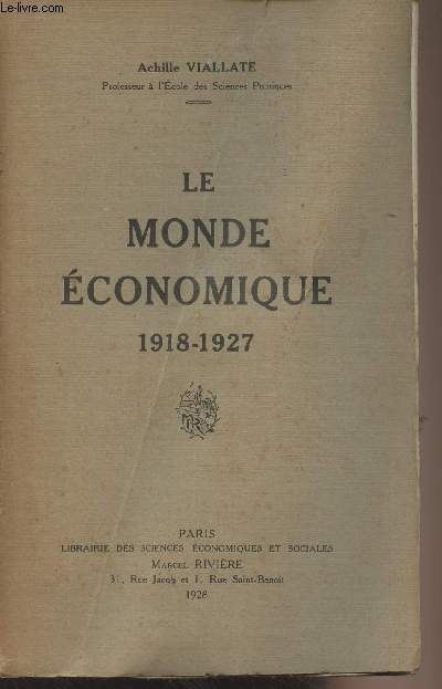 Le monde conomique 1918-1927