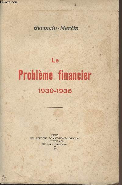 Le Problme financier 1930-1936