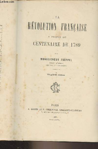 La Rvolution franaise  propos du centaine de 1789 - 20e dition
