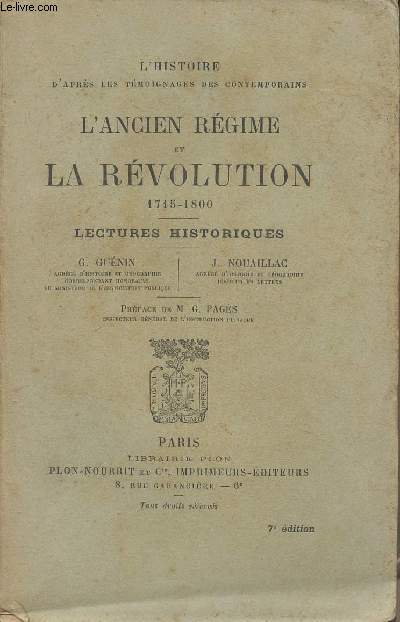 L'ancien rgime et la Rvolution 1715-1800 - Lectures historiques - 