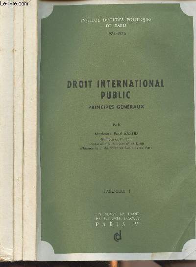 Droit international public, principes gnraux - 