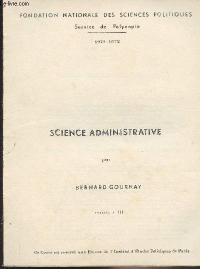 Science administrative - Fascicule III - 