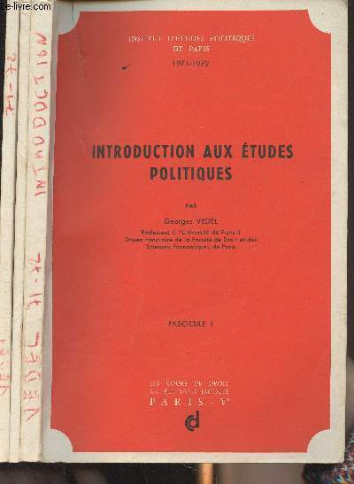 Introduction aux tudes politiques - En 3 fascicules - 