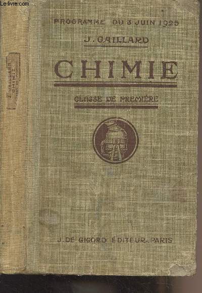 Chimie, classe de premire - Programme du 3 juin 1925