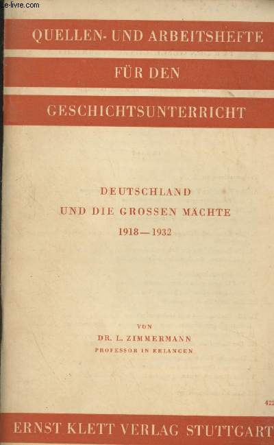 Deutschland und die grossen mchte 1918-1932 - 