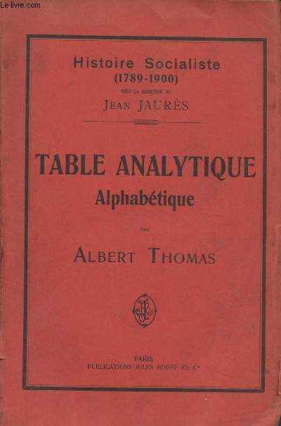 Table analytique alphabtique - 