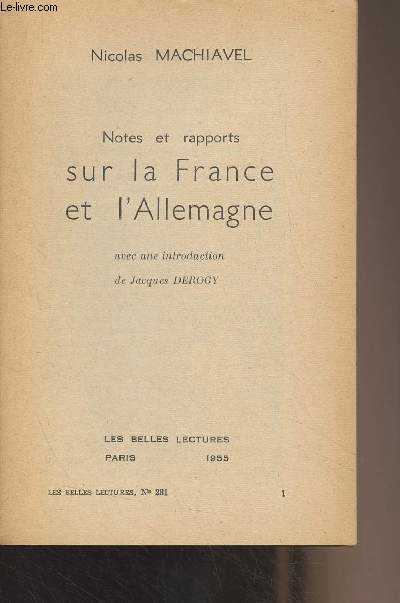 Notes et rapports sur la France et l'Allemagne - 