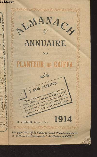 Almanach Annuaire du Planteur de Caffa - 1914