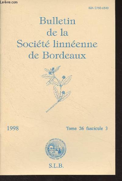 Bulletin de la Socit linnenne de Bordeaux - Tome 26 fasc. 3 - 1998 - Fouilles archologiques du 44 rue des Jacobins, Beauvais 60, Donnes archoentomologiques. 