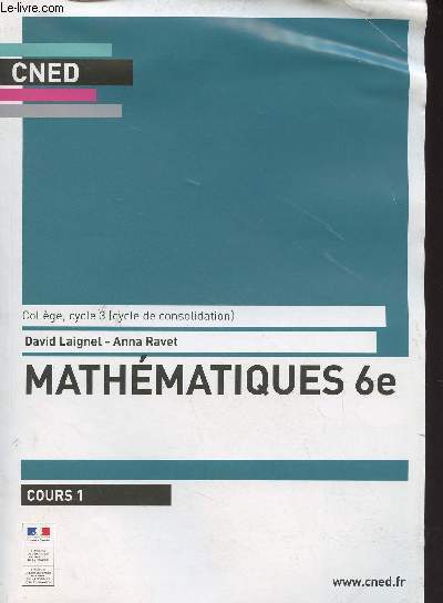 CNED : Mathmatiques 6e, cours 1 - Collge, Cycle 3 (cycle de consolidation)