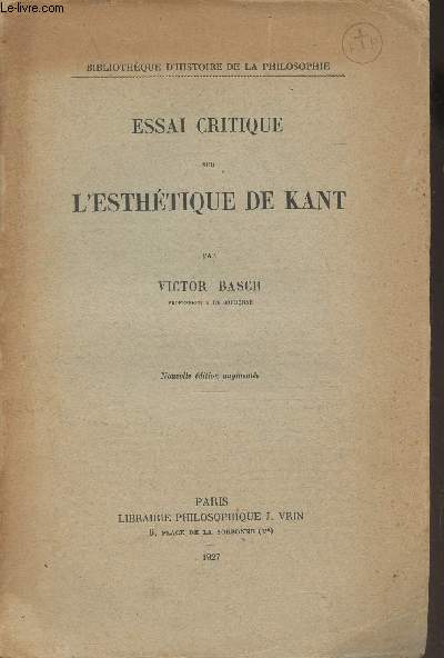 Essai critique sur l'esthtique de Kant - 