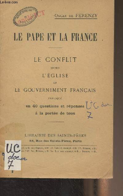 Le pape et la France - Le conflit entre l'glise et le gouvernement franais