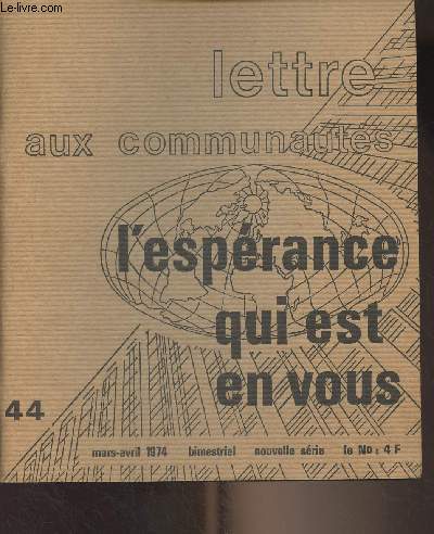 Lettre aux communauts de la Mission de France N44 mars avril 1974 - 