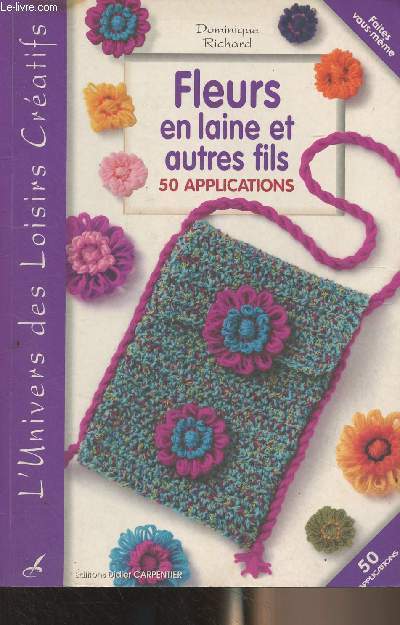 Fleurs en laine et autres fils, 50 applications - 